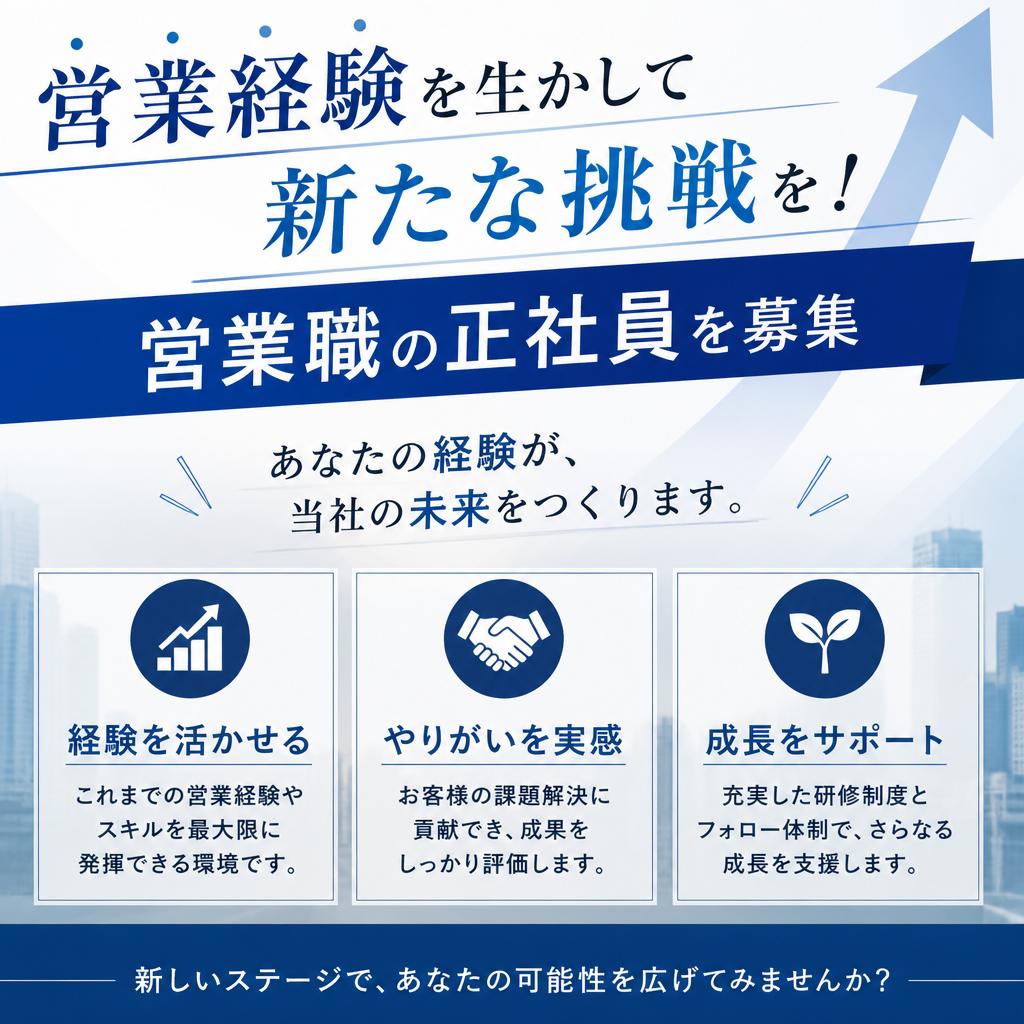営業経験を生かして新たな挑戦を！営業職の正社員を募集